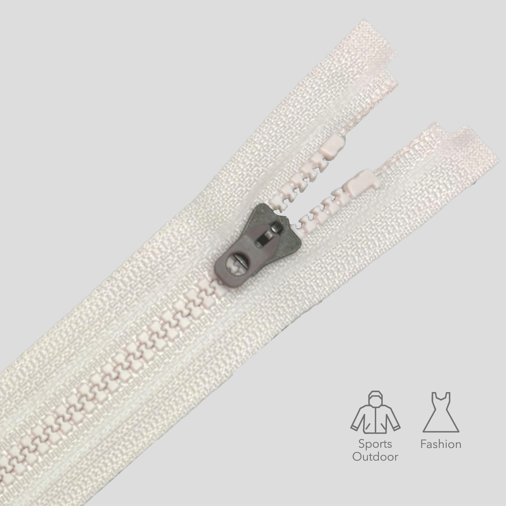 3-SS26 microsite zipper image -400x400_icons-1_VISLON® NATULON® with Clear Reflective Film and Flat Stay Down Double Puller