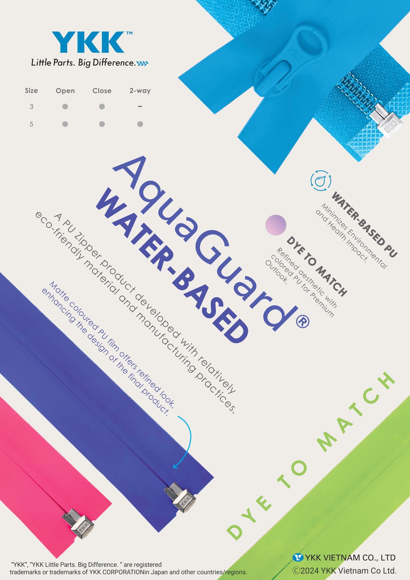 Aquaguard water base zipper